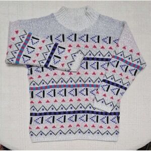 Vintage Croquet Club Sweater USA Made Women's Large Geometric Knit 80's 90's